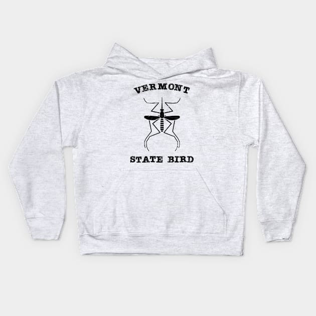 Vermont Mosquito State Bird Kids Hoodie by Huhnerdieb Apparel